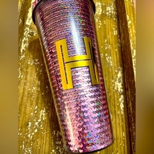 20 Oz Travel Mug Monogrammed Sequined Tumbler Letter "H”
